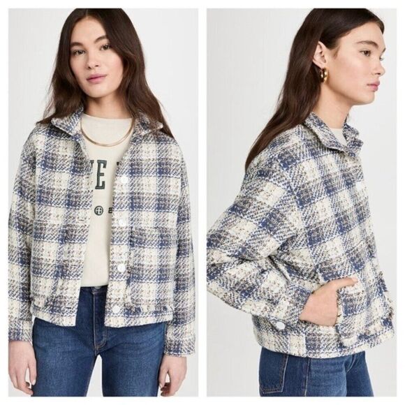 Blank NYC Once in a Lifetime Tweed Cropped Shaket Jacket Medium - Picture 1 of 13